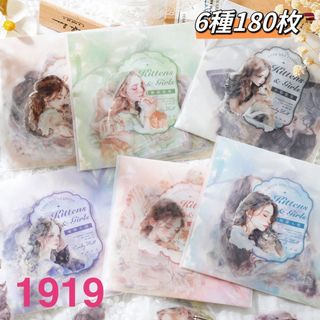新品❗️猫咪少女シリーズ　PET人物&猫コラージュステッカーシール　6種180枚(しおり/ステッカー)
