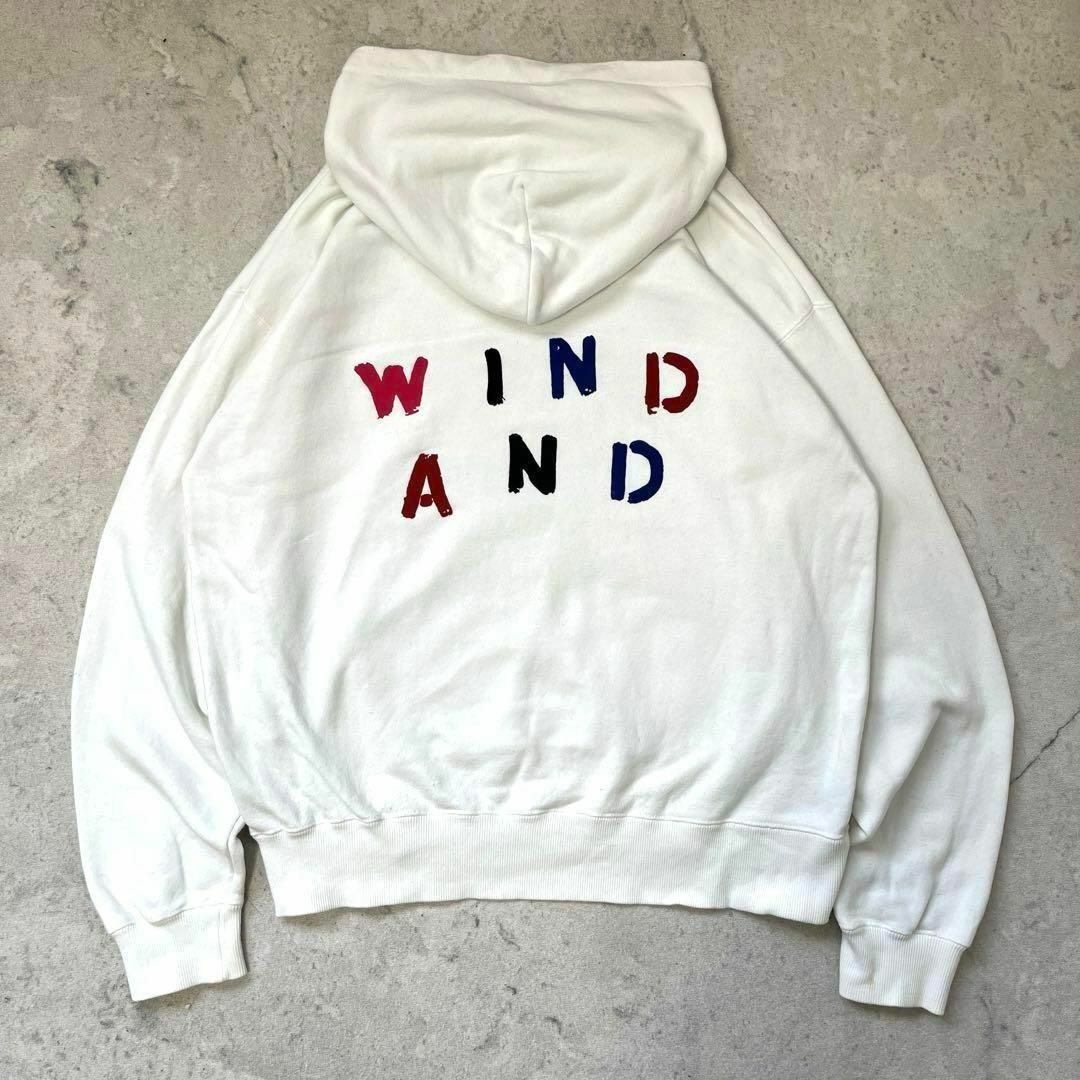 ウィンダンシー】L 両面ロゴ肉厚 スウェットパーカー 白 windandsea ウィンダンシー】L 両面ロゴ肉厚 スウェットパーカー 白 windandsea