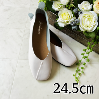 春セール‼︎ 華奢見えパンプス　オフホワイト　24.5　2way バブーシュ(ハイヒール/パンプス)