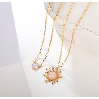 【2点セット】✨太陽　ネックレス ローズクォーツサージカルステンレス (ネックレス)