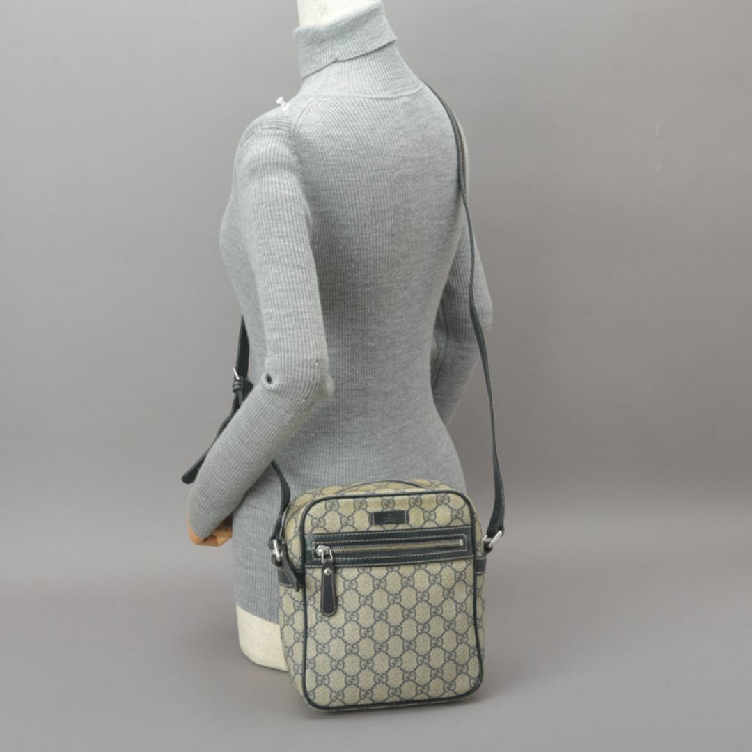 GUCCI ショルダーバッグ GGスプリーム PVC レザー ネイビー系