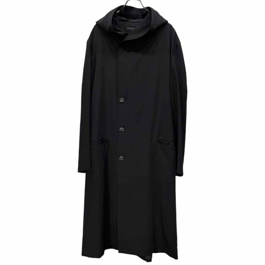 希少】ヨウジヤマモト 手放さ フーテッドロングコート 黒 希少】ヨウジヤマモト 手放さ フーテッドロングコート 黒