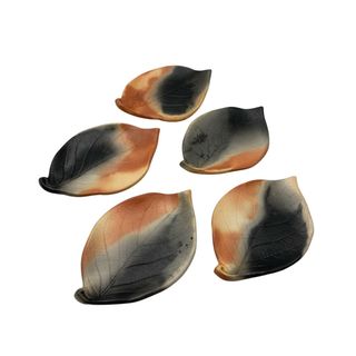 赤穂瀬戸内窯 雲火焼 葉皿 5客 中古 D4(食器)