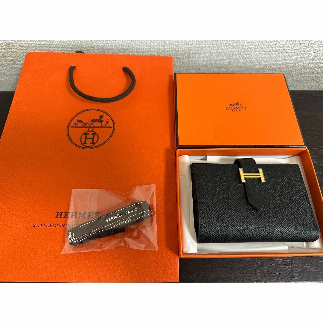 HERMES - ゆうこ エルメス ベアン コンビネ 三つ折り財布 ノワール 新品未使用