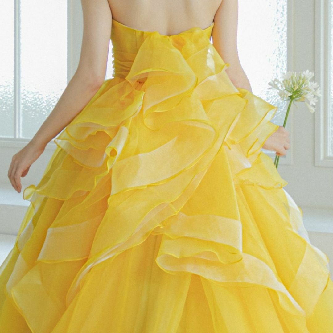 新品♡イエロー　フリルチュールドレス　ウェディング　韓国　カラードレス KH-0538 Yellow – カラードレス | ブライダルナガノ
