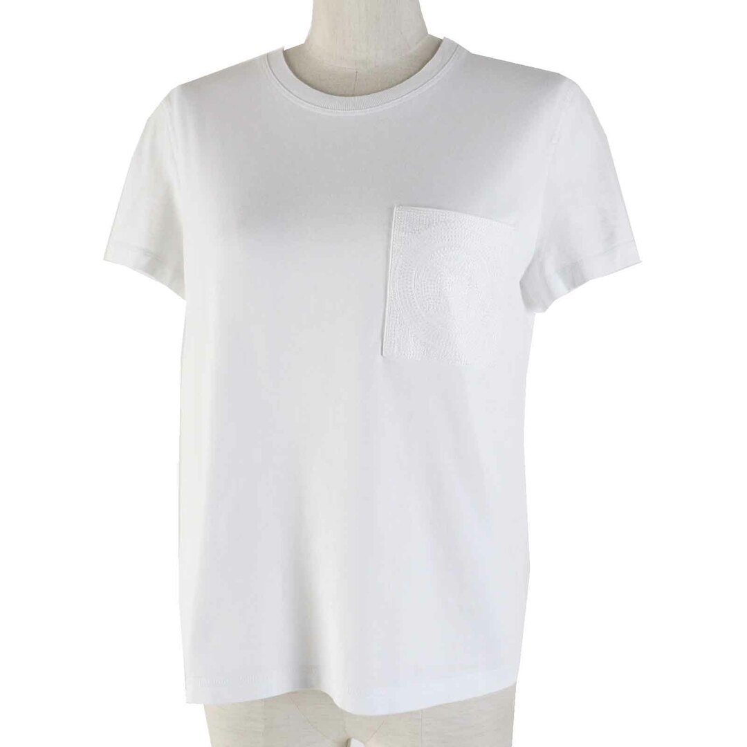 HERMES - 極美品◎HERMES エルメス 23SS 3E4620DL コットン Hロゴ刺繍ポケット付き 半袖 Tシャツ／トップス ホワイト 38 フランス製 レディース
