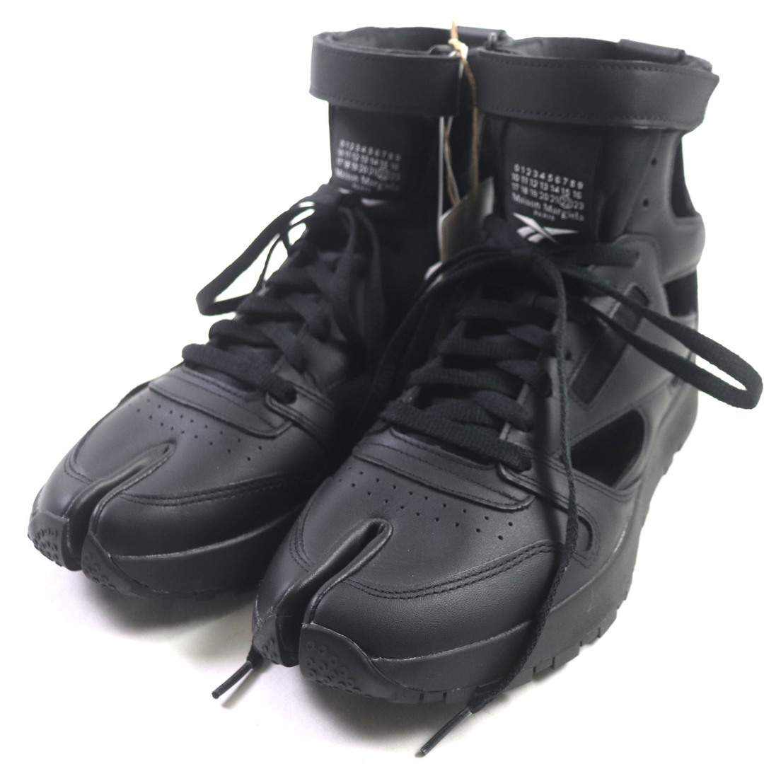 未使用品▼Maison Margiela 22 メゾンマルジェラ22 Reebok リーボック GX5041 CLASSIC LEATHER TABI クラシックレザー タビ レザー ハイカットスニーカー ブラック 28 箱・保存袋付き メンズ