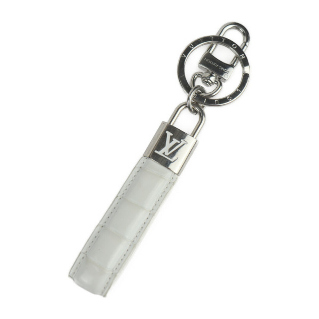 LOUIS VUITTON - LOUIS VUITTON ルイ ヴィトン  パドロックドラゴンヌ キーホルダー M01940 メタル アリゲーター  シルバー ホワイト  キーリング エキゾチックレザー ビトン 【本物保証】