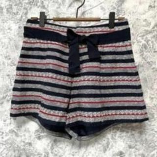 ジルスチュアート(JILLSTUART)の美品　ジルスチュアート　ショートパンツ　2 ボーダー　リボン　裏地　カジュアル(ショートパンツ)