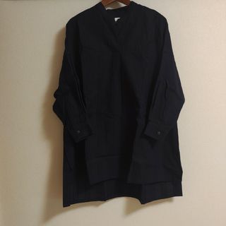 カグレ(かぐれ)のかぐれ　kagure ネイビー チュニック ワンピース　バンドカラー　綿　麻(チュニック)
