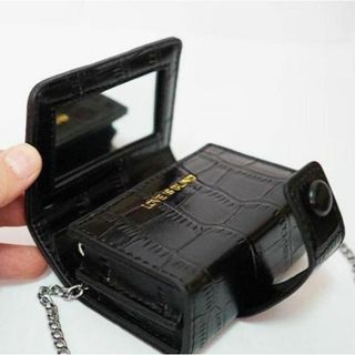 【新品】 ミラー付  ミニ ポーチ メイクアップ  クロコ柄(その他)