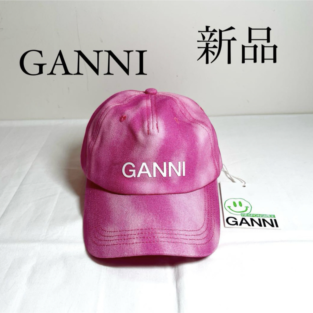 驚きの価格が実現! ガニー GANNI ロゴ入りタイダイキャップ 帽子 ピンク 帽子 帽子