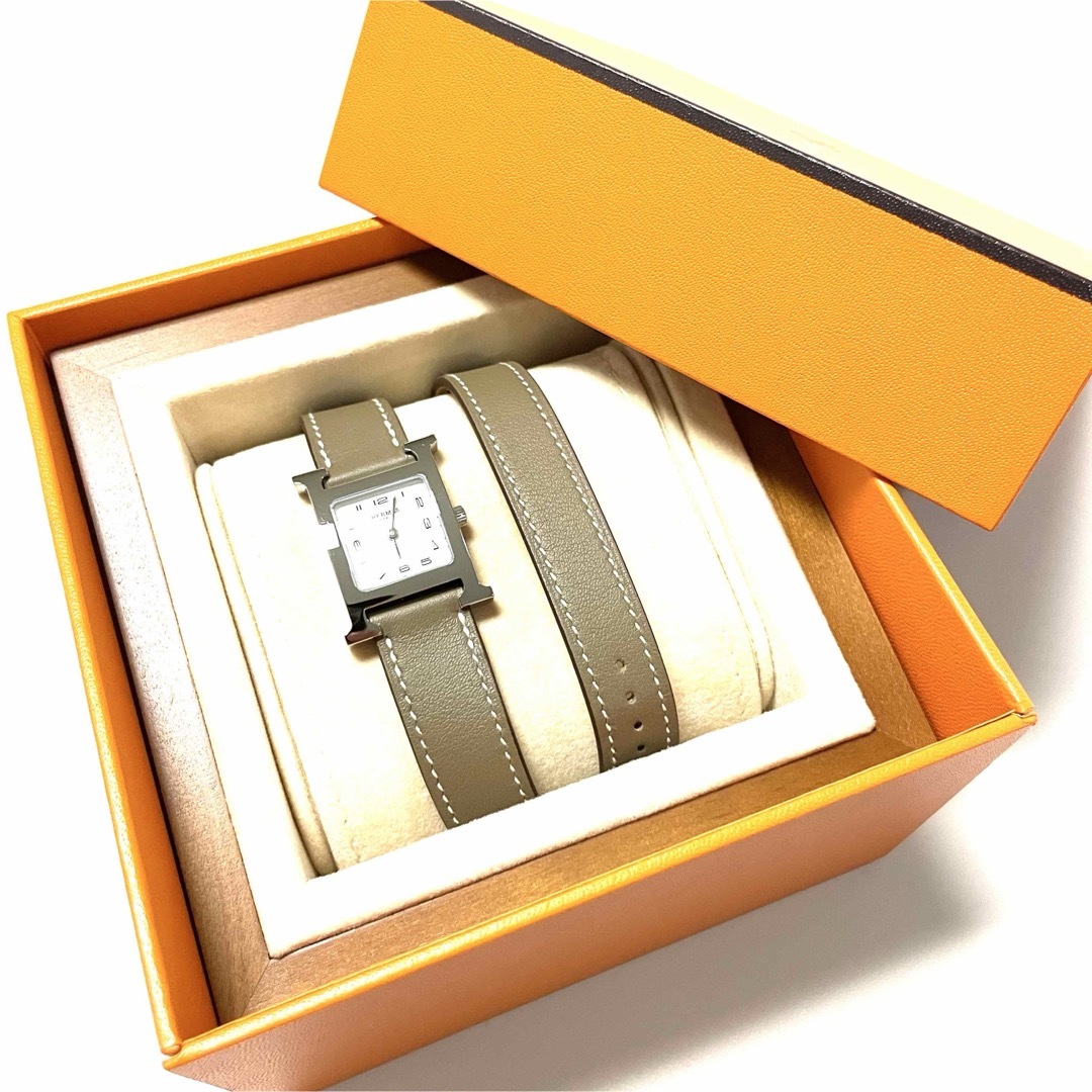 HERMES - 正規品 HERMES エルメス Hウォッチ PM エトゥープ×シルバー金具