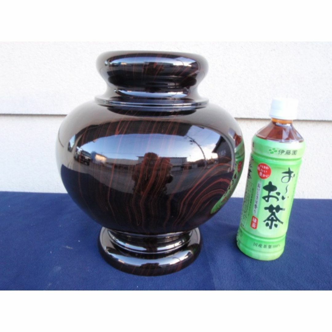 珍品!?新品 径24 国産 黒檀調 花瓶 一輪挿し 壷(つぼ) 木製 珍品!?新品 径24 国産 黒檀調 花瓶 一輪挿し 壷(つぼ) 木製