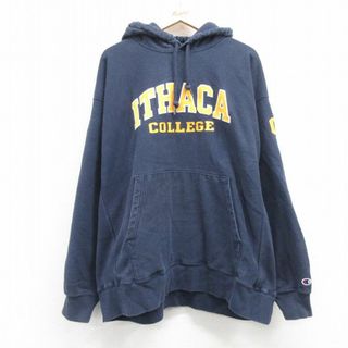 チャンピオン(Champion)のXL★古着 長袖 チャンピオン Champion リバースウィーブ パーカー メンズ 00年代 00s イサカ カレッジ 大きいサイズ 紺 ネイビー 【spe】 24nov15 中古 スウェット スエット トレーナー トップス(パーカー)