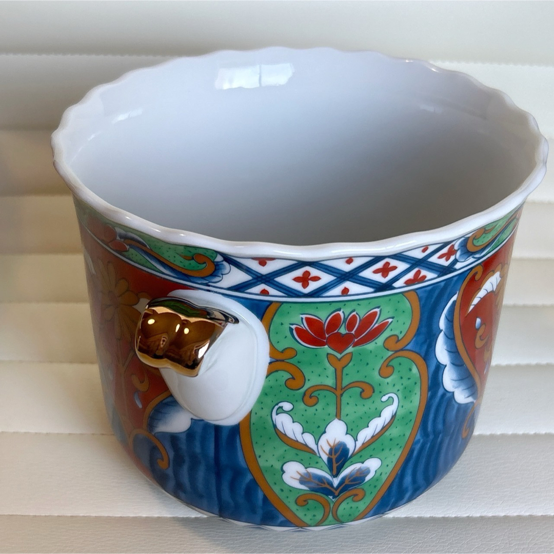 希少 三洋陶器 龍峰窯 金彩古伊万里 ワインクーラー 染錦 色絵 希少 三洋陶器 龍峰窯 金彩古伊万里 ワインクーラー 染錦 色絵