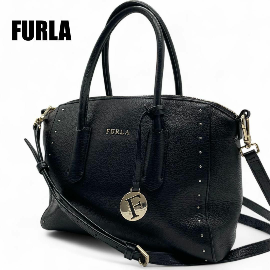 FURLA - 【美品】FURLA ２way ショルダーバッグ　ハンドバッグ　希少スタッズモデル