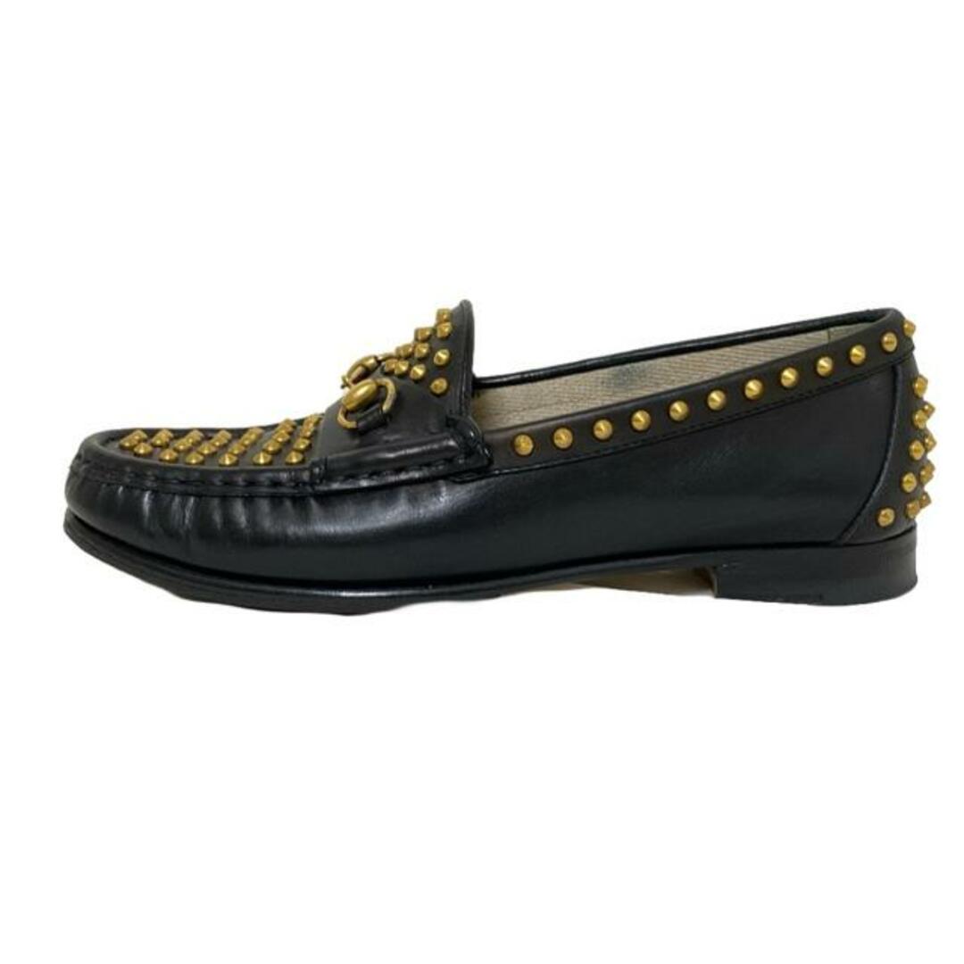 GUCCI(グッチ) ローファー 36 レディース - 黒 スタッズ/ホース GUCCI(グッチ) ローファー 36 レディース - 黒 スタッズ/ホース