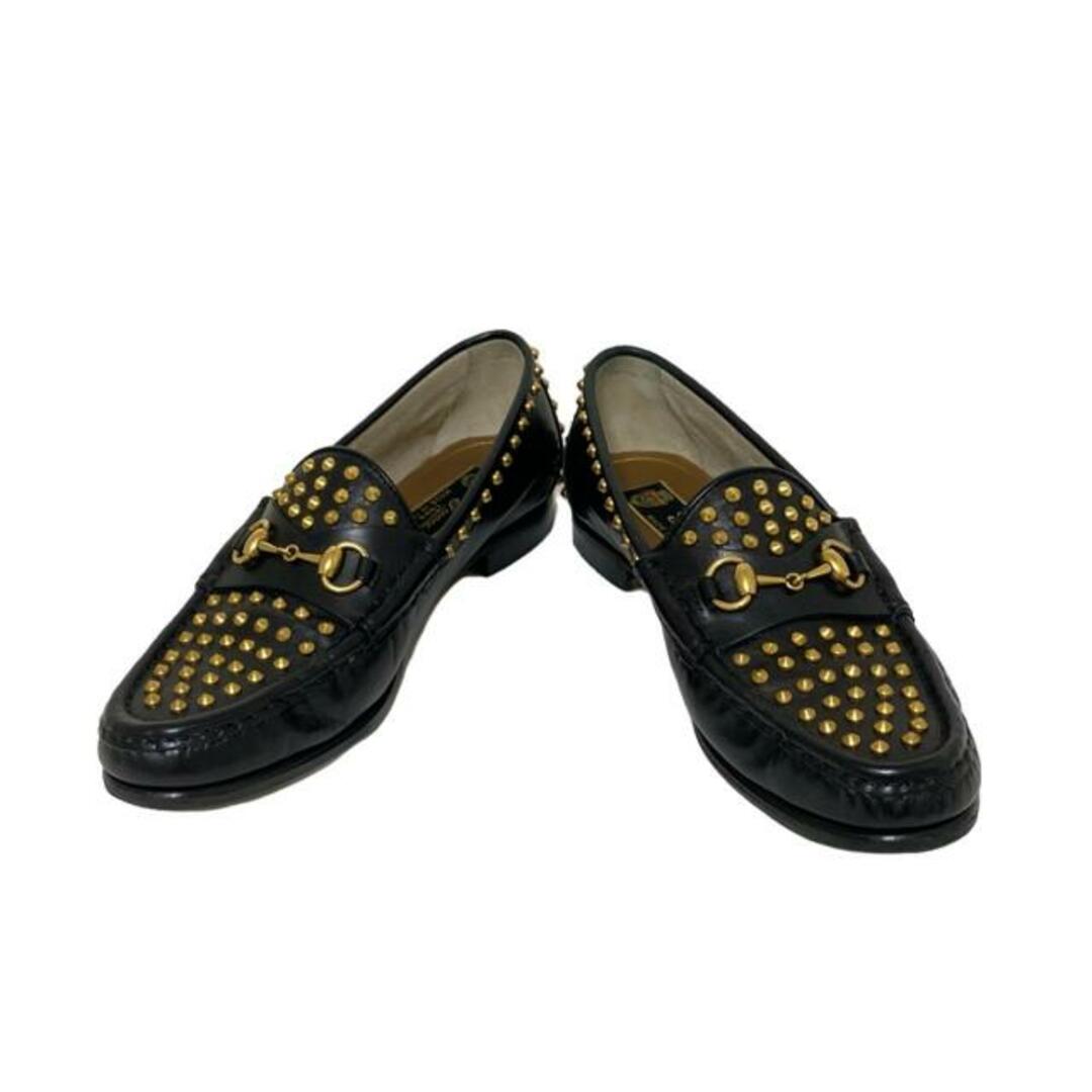 GUCCI(グッチ) ローファー 36 レディース - 黒 スタッズ/ホース GUCCI(グッチ) ローファー 36 レディース - 黒 スタッズ/ホース