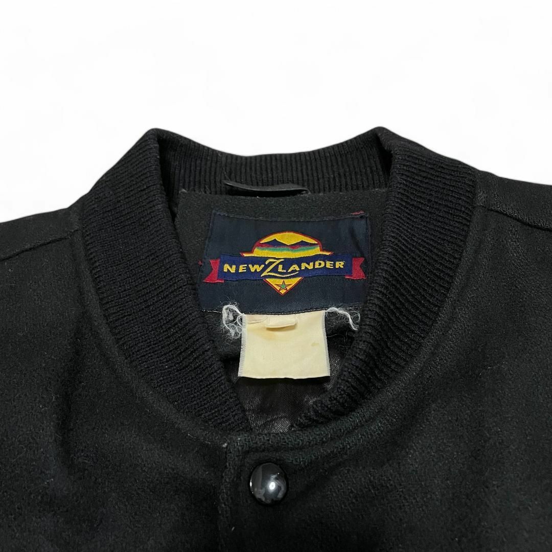 スタジャン古着刺繍黒ブラックxl本革袖革袖レザーオーバーサイズ スタジャン古着刺繍黒ブラックxl本革袖革袖レザーオーバーサイズ