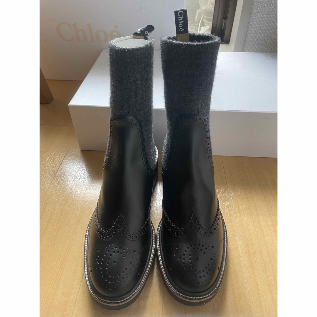 Chloe - Chloé 黒グレー ソックス ブーツ