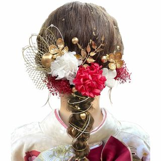 【カラー:レッド】[JZOON] 髪飾り 【9色展開】 成人式 卒業式 振袖 和(その他)