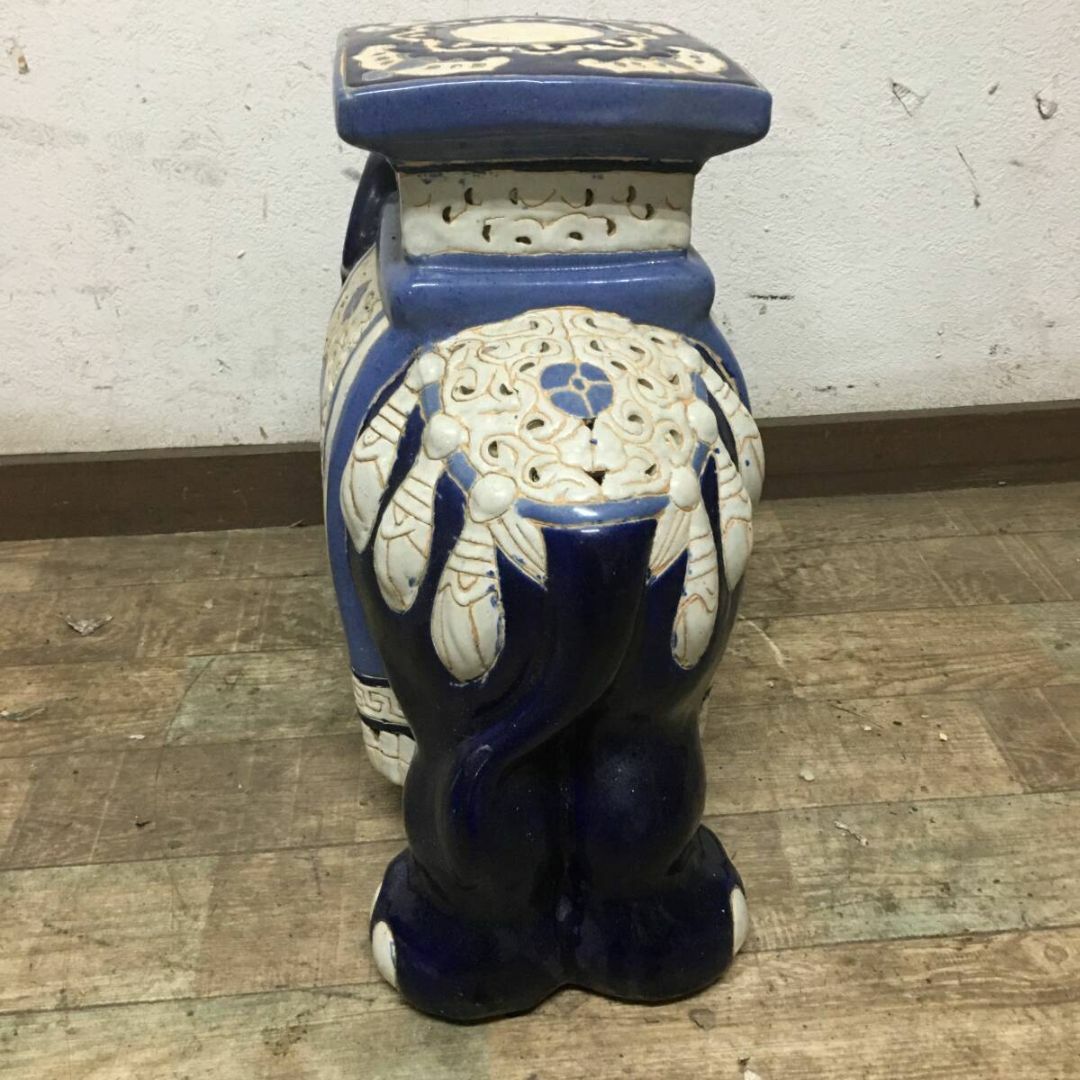 陶器製】特大 象の置物 高さ約42.5㎝ 花台 飾り台 ゾウ オブジェ 陶器製】特大 象の置物 高さ約42.5㎝ 花台 飾り台 ゾウ オブジェ