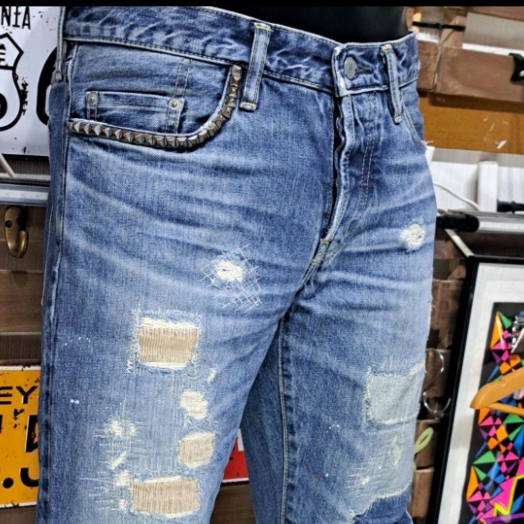 定価5万 ヒステリックグラマー DUR加工 スタッズ デニム ジーンズ 31 定価5万 ヒステリックグラマー DUR加工 スタッズ デニム ジーンズ 31