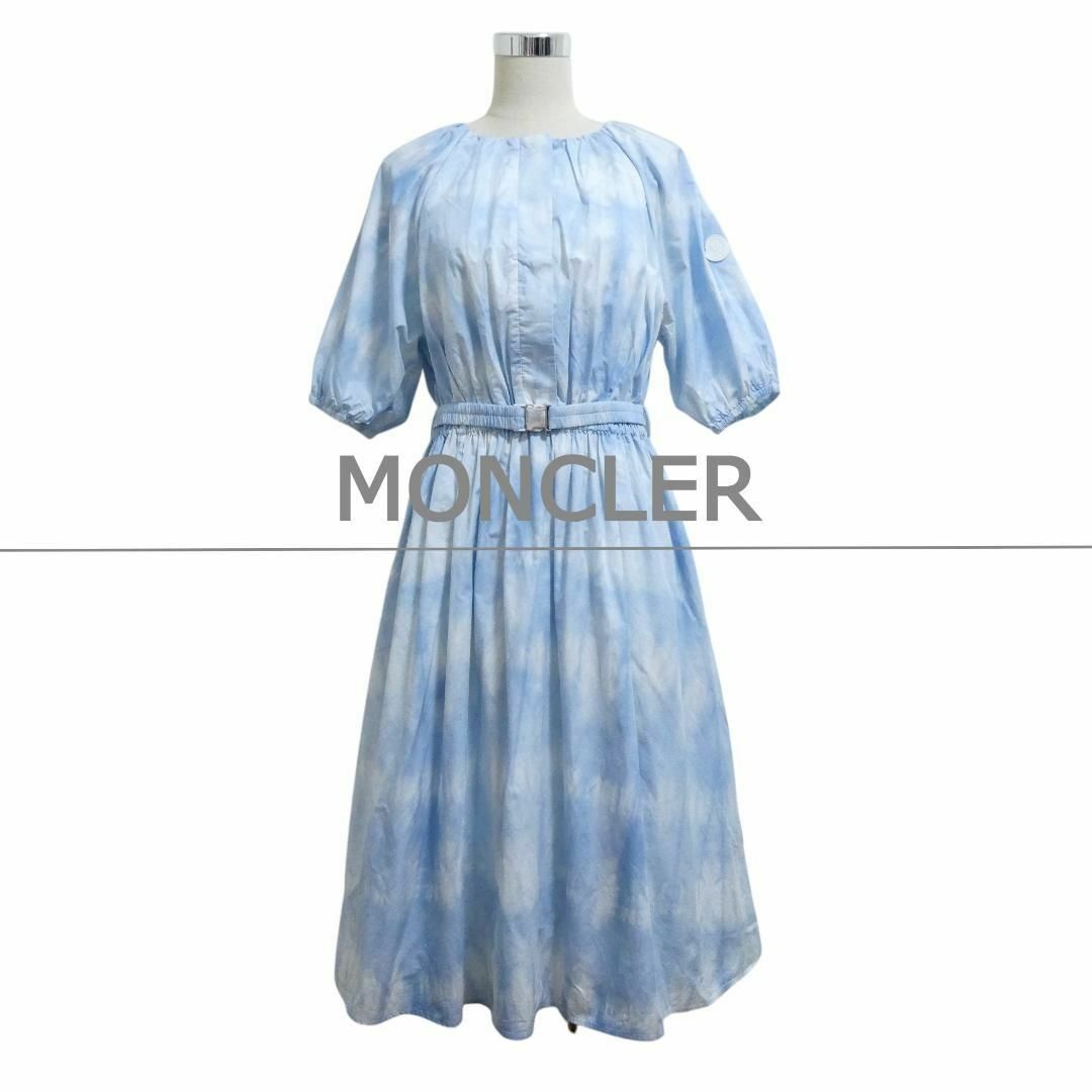 美品 MONCLER ロゴ ワッペン ベルト付き ロング丈 フレア ワンピース 美品 MONCLER ロゴ ワッペン ベルト付き ロング丈 フレア ワンピース