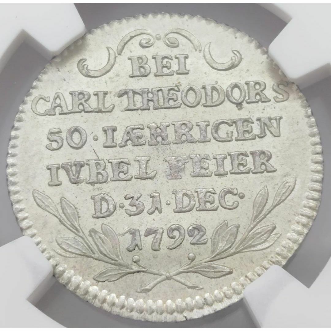 NGC鑑定 1792年 ドイツ ダカット銀貨 MS65 プファルツ選帝侯領 NGC鑑定 1792年 ドイツ ダカット銀貨 MS65 プファルツ選帝侯領