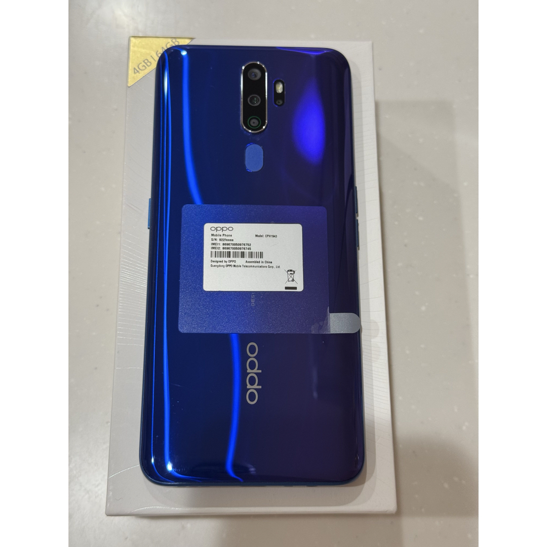 OPPO A5 2020 SIMフリー ブルー CPH1943 美品 付属品有 OPPO A5 2020 SIMフリー ブルー CPH1943 美品 付属品有
