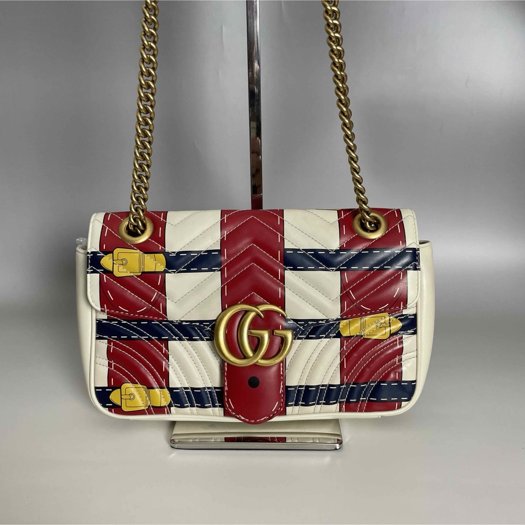 GUCCI - Gucci 極美品 GG マーモント ベルト柄 チェーン GUCCI - Gucci 極美品 GG マーモント ベルト柄 チェーン