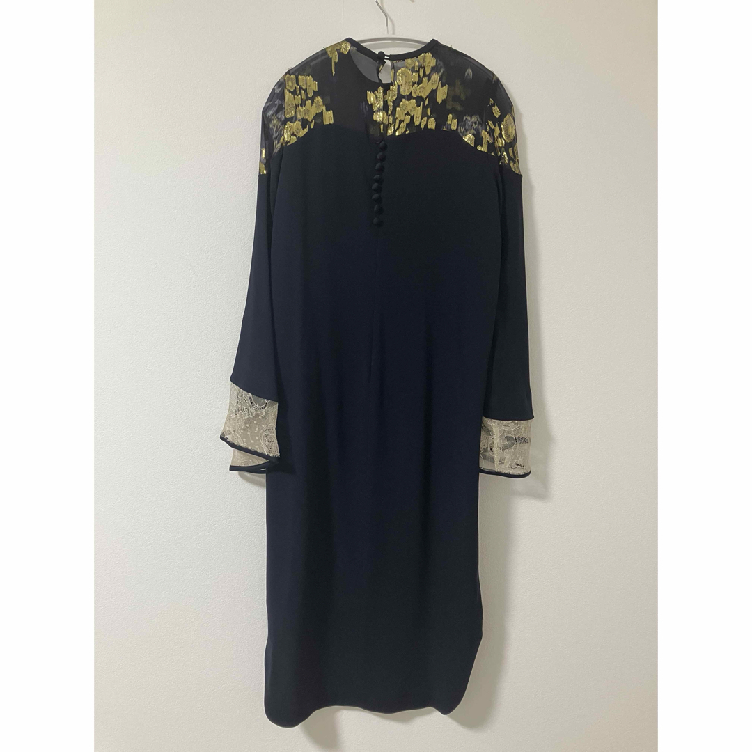 mame - Silk Lame Printed Sleeves I-Line Dressの通販 by mame - Silk Lame Printed Sleeves I-Line Dressの通販 by