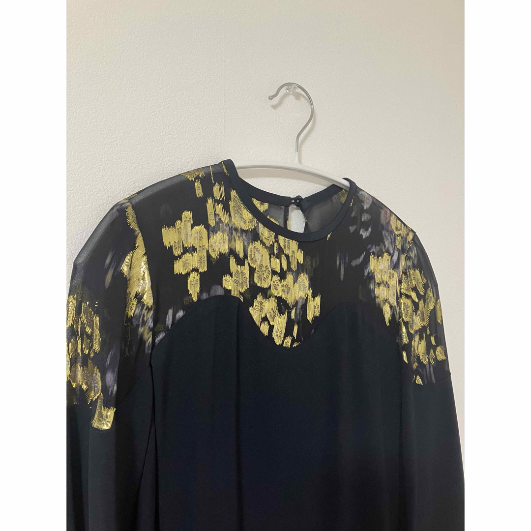 mame - Silk Lame Printed Sleeves I-Line Dressの通販 by mame - Silk Lame Printed Sleeves I-Line Dressの通販 by