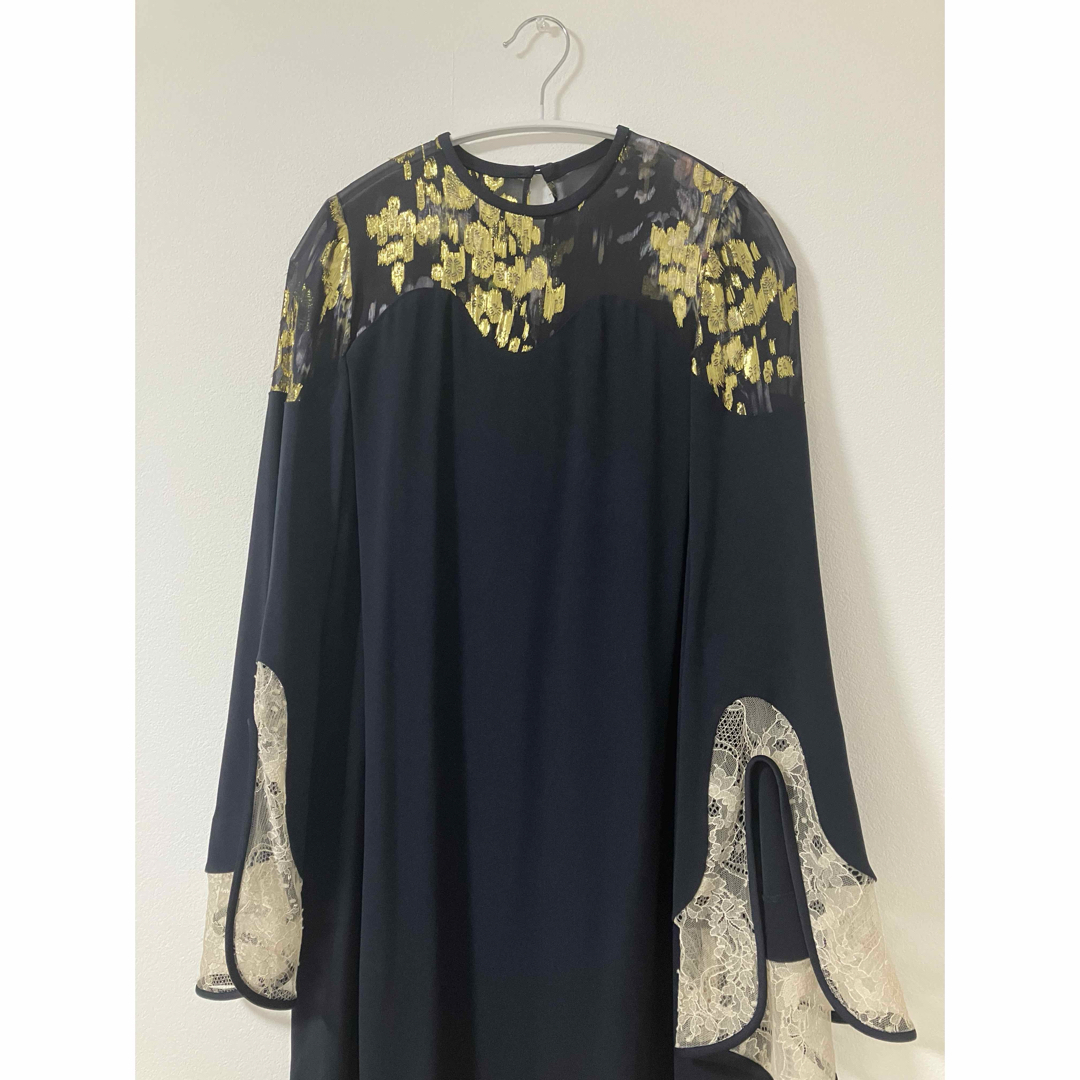 mame - Silk Lame Printed Sleeves I-Line Dressの通販 by mame - Silk Lame Printed Sleeves I-Line Dressの通販 by