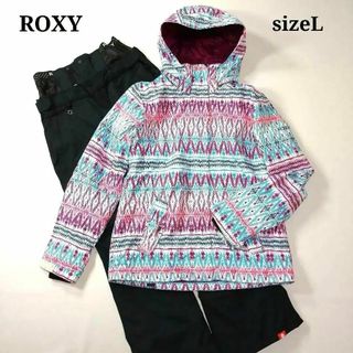 ROXY ロキシー スキースノボウェア もぎ取っ 総柄 黒 L 上下 ROXY ロキシー スキースノボウェア もぎ取っ 総柄 黒 L 上下
