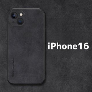 iPhone16 ケース レザー ブラック ソフトケース シンプル スマホ人気(iPhoneケース)