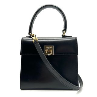 セリーヌ(CELINE)のCELINE セリーヌ レザー　2way ショルダーバッグ　ブラック　ガンチーニ(ショルダーバッグ)