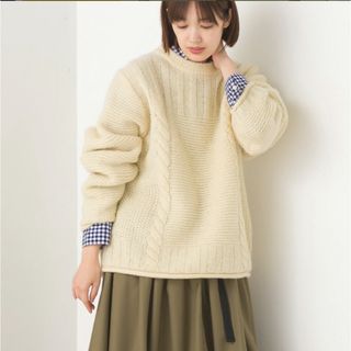 オムネス(OMNES)のウール100％ ミックス 柄 プルオーバー ニット ONE-SIZE アイボリー(ニット/セーター)