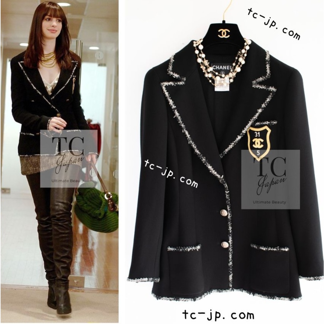 CHANEL - シャネル ジャケット CHANEL ブラック CC ロゴ CHANEL - シャネル ジャケット CHANEL ブラック CC ロゴ