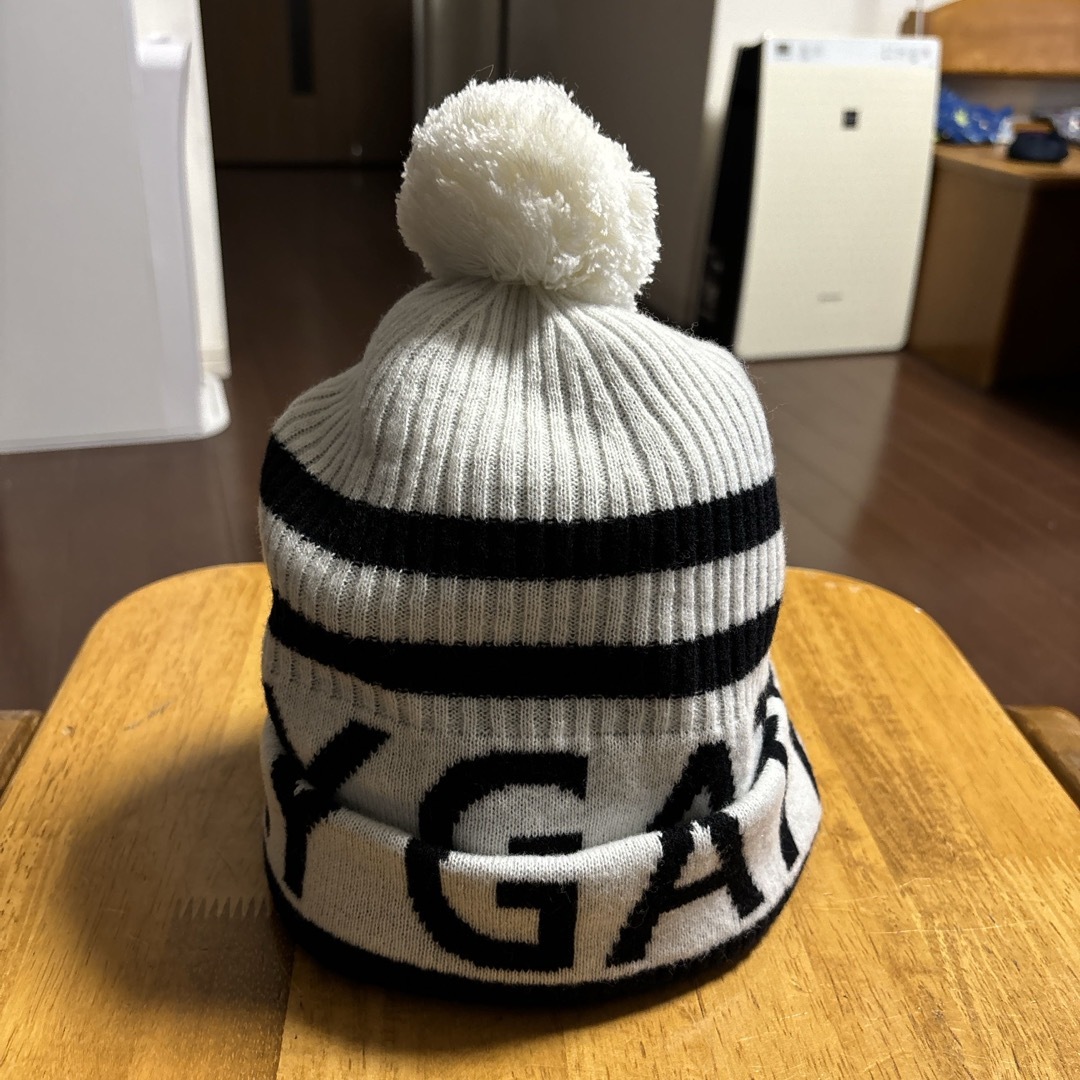 PEARLY GATES - パーリーゲイツロゴ&ボーダーニット帽子黒×白の PEARLY GATES - パーリーゲイツロゴ&ボーダーニット帽子黒×白の