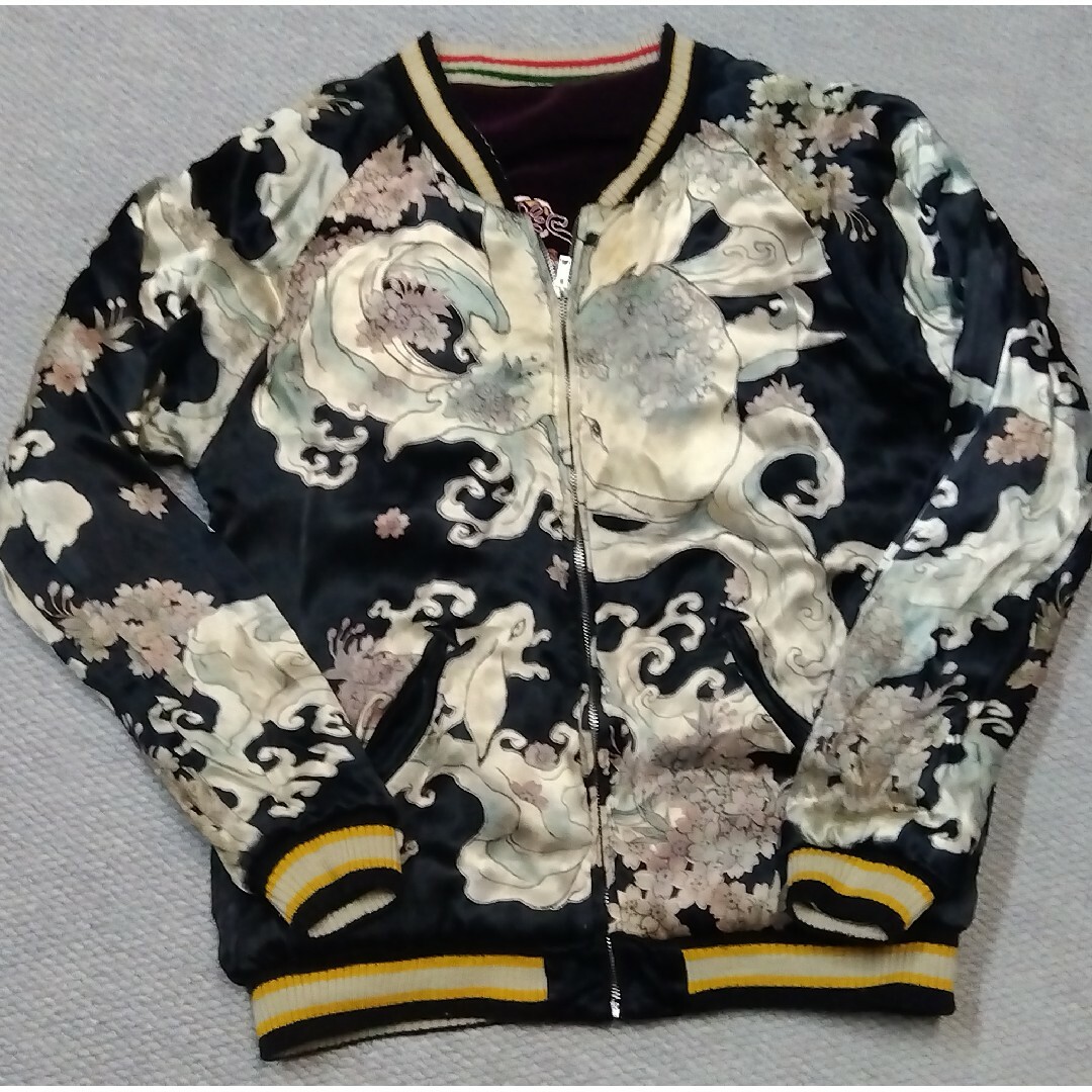 CHIKIRIYA 鯨×蛙刺繍 レーヨン×別珍リバーシブル スカジャン CHIKIRIYA 鯨×蛙刺繍 レーヨン×別珍リバーシブル スカジャン
