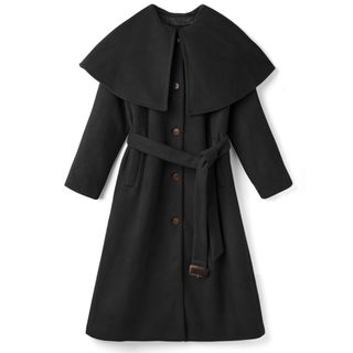 グレイル(GRL)の値下げ♡GRL ベルト付きケープコート ブラック 黒 ロング丈 秋 冬 美品(ロングコート)