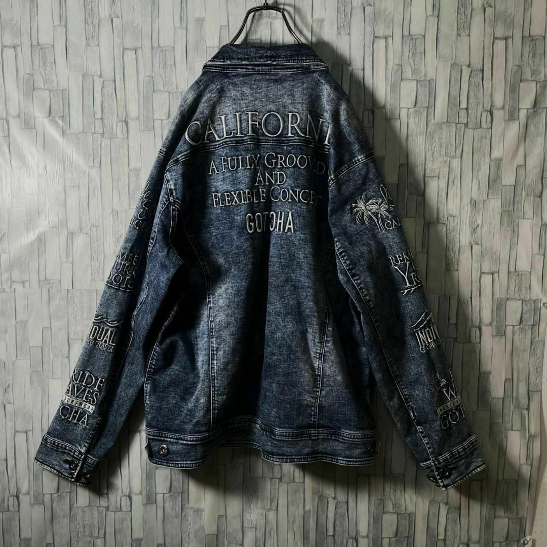 デニムジャケット Gジャン 全面テキスト総刺繍 GOTCHA メンズXXL デニムジャケット Gジャン 全面テキスト総刺繍 GOTCHA メンズXXL
