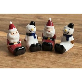 【新品】サンタとスノーマンの箸置き(4つ:各2つ)(テーブル用品)
