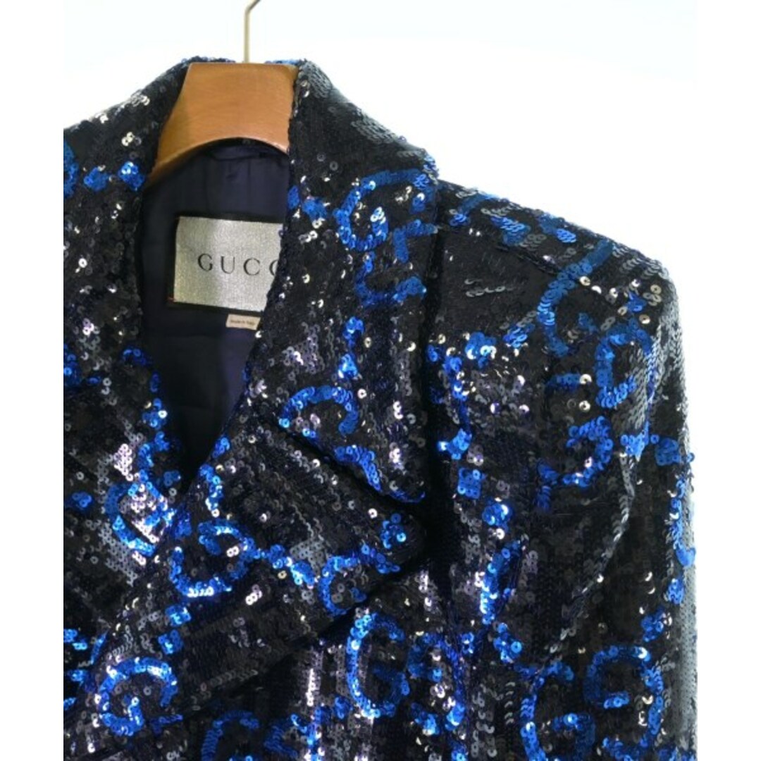 GUCCI - GUCCI グッチ チェスターコート 50(XL位) 黒x青(総柄 GUCCI - GUCCI グッチ チェスターコート 50(XL位) 黒x青(総柄