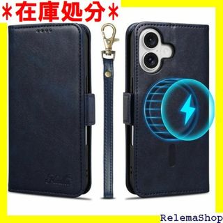 Keallce iPhone 16 ケース 手帳型 M 対 ネイビー 2073(その他)