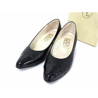 Riz Comfort リズコンフォート レザー×パテントレザー ヒール パンプス 表記サイズ 23 1/2 (約23.5cm) 靴 ブラック系 DE4540(その他)