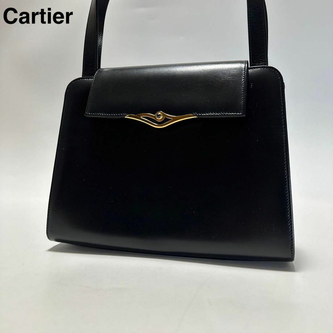 g46【極美品】カルティエ サファイアライン レザー ハンドバッグ g46【極美品】カルティエ サファイアライン レザー ハンドバッグ
