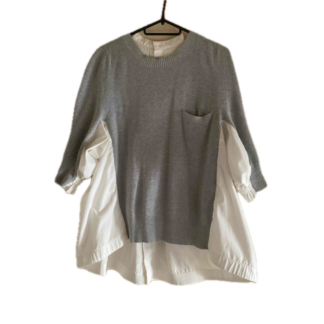 sacai - sacaiサカイ ニットドッキングシャツの通販 by rara's sacai - sacaiサカイ ニットドッキングシャツの通販 by rara's